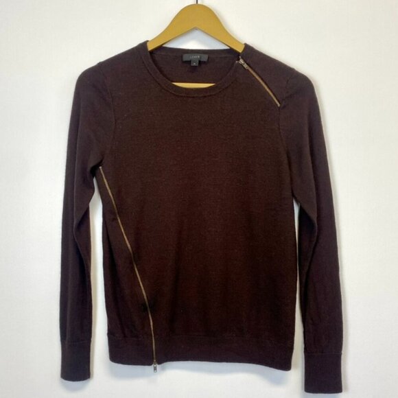 J. Crew 100% Merino Wool Brown Zipper Sweater - Picture 1 of 8